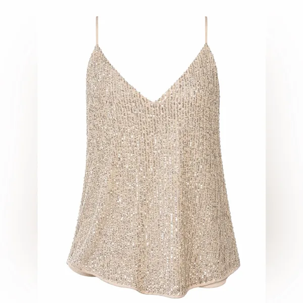 LOFT Sparkling Beige Sequin Camisole - Image 2