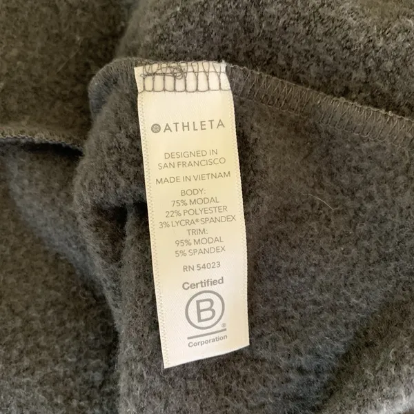 Athleta Charcoal Cowl Neck Hooded Long Sleeve Top Soft Stretch Gray Small - Image 4