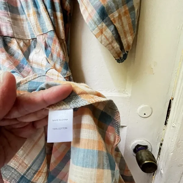 Anthropologie Drew Babydoll Dress S Plaid Prairie Cottagecore Cotton Boho Barn - Image 7