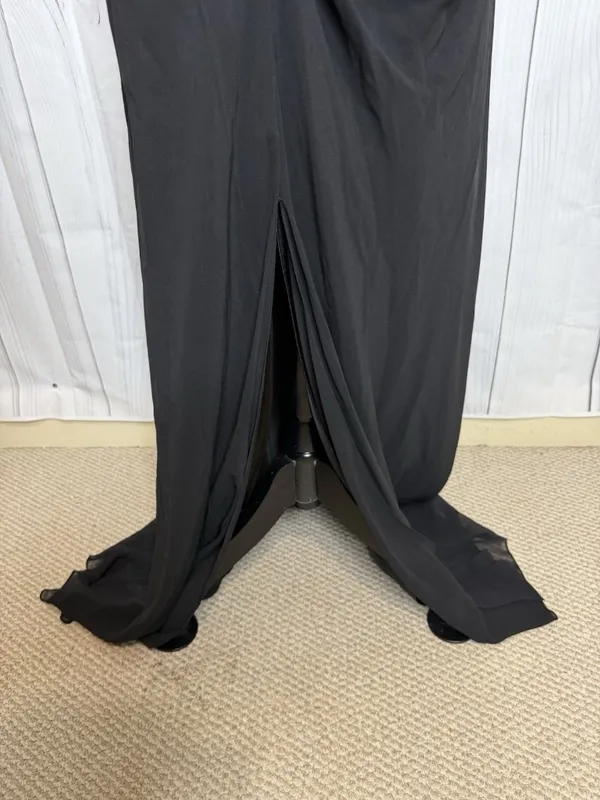 Faviana Couture Size 8 Long Maxi Dress Rosette Pleated Prom Formal Black Vintage - Image 7