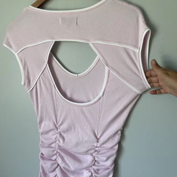 Daily Practice Line It Up V-Neck Maxi Dress Pink White Ribbed Size Medium - Image 10