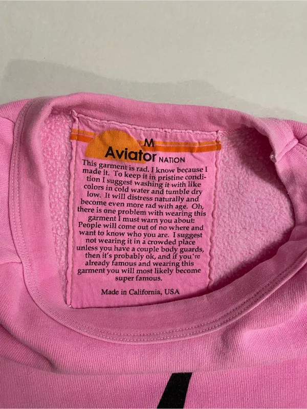 Aviator Nation Bolt Crew Logo Sweatshirt Crewneck Neon Pink Size M - Image 14