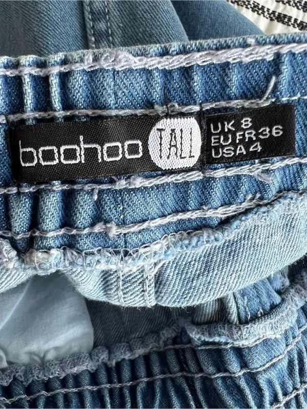 Boohoo Tall Drawstring Denim Joggers - Image 7