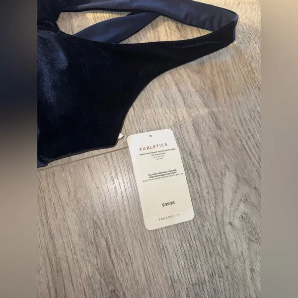 FABLETICS NEW Oasis Twist VELOUR Royal Blue Sports Bra Small - Image 3