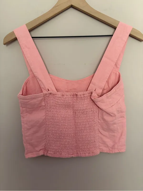 Abercrombie & Fitch Baby Pink Linen Blend Corset Crop Top Medium - Image 4