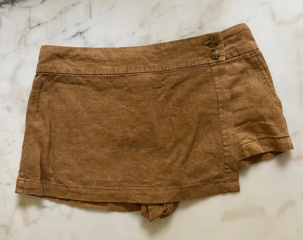 Free People Johana Linen Skort Brown Tan - Image 2