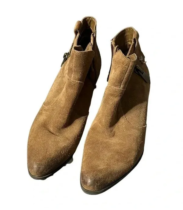 Crown Vintage Ankle Boots Womens Size 8.5 Brown Suede Leather Booties - Image 3