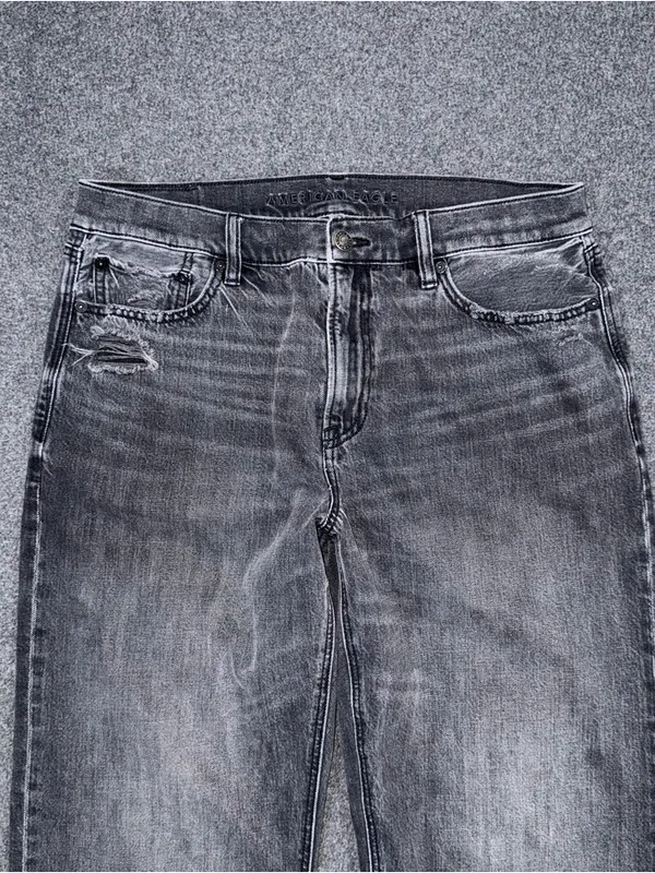 American Eagle Womens AE Ex Boyfriend Jeans Size 8 Short Black Gray Baggy Loose - Image 3