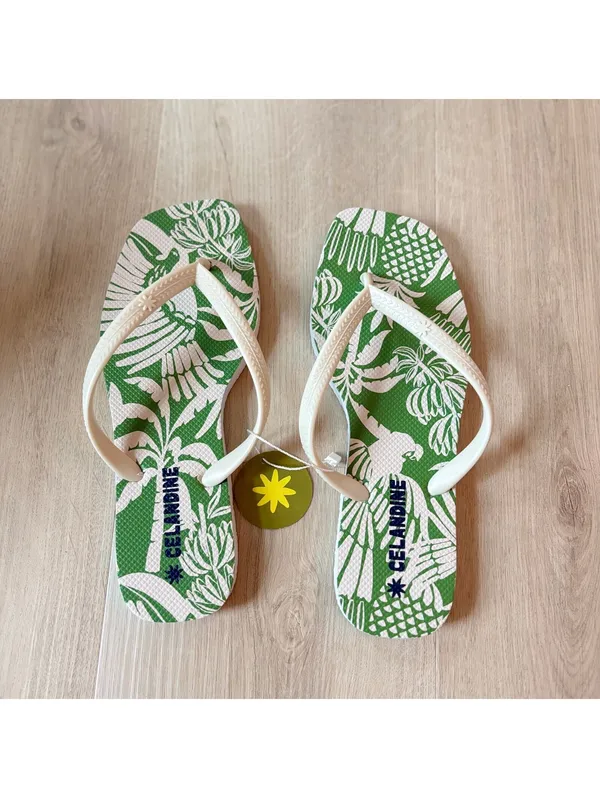 Anthropologie Celandine NWT Eva Flip Flops Green Pattern Size 7 - Image 3