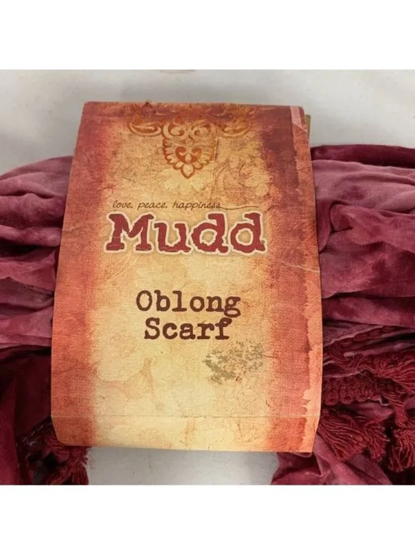 Mudd Oblong Scarf Womens Burgundy Lightweight Fringe Viscose Soft Versatile New - Image 2