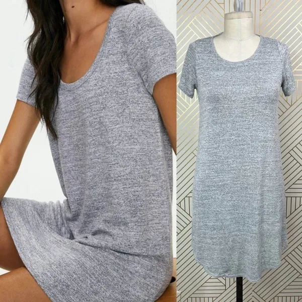 Aritzia Wilfred Free Esther Jersey‎ Knit T-Shirt Dress Marled Gray Size US Small - Image 2