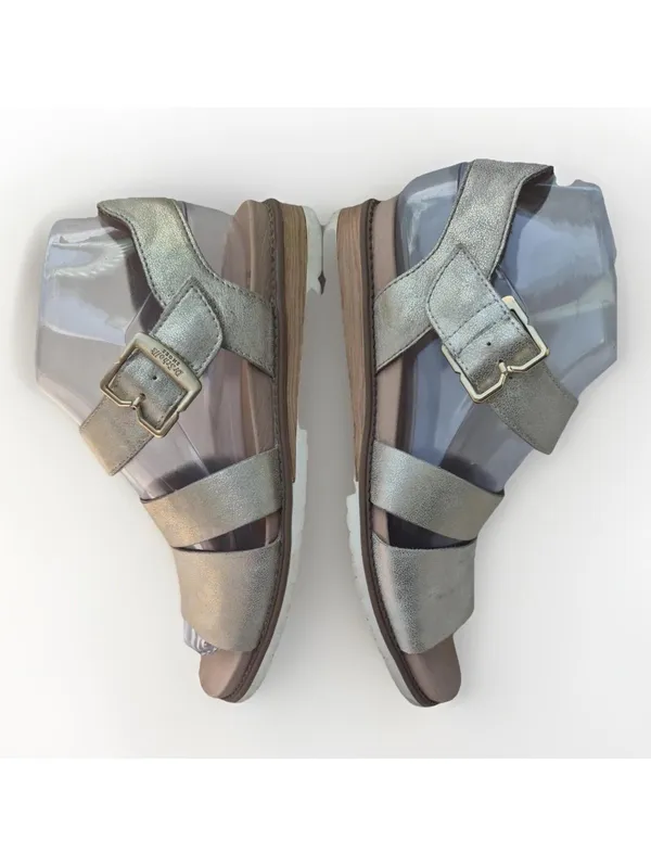 DR. SCHOLL'S Sustainable Comfort Beige Strappy Sandals Womens 7 M Metallic - Image 3