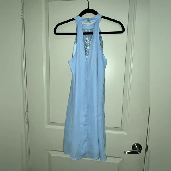 🔴 Sweetnight Chic Light Blue open back Dress - Image 3