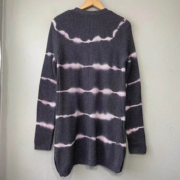 Belle by Belldini Sweater Size Medium Purple Tie Dye Pocket Cardigan Festival - Image 4