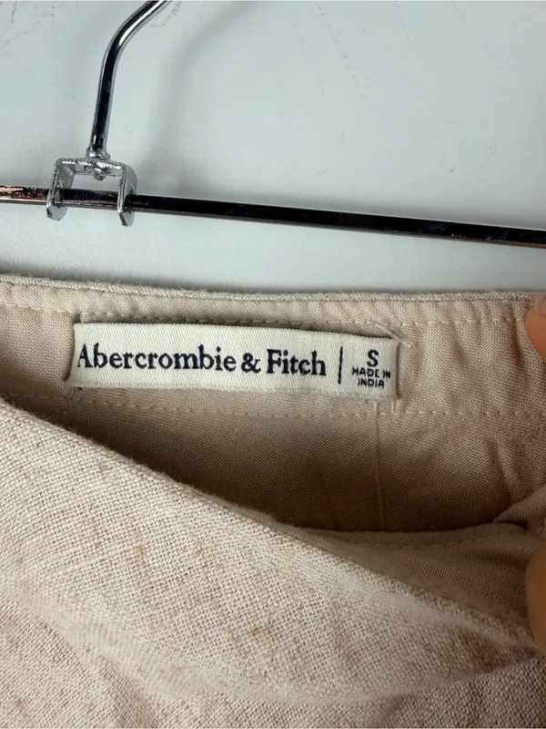 New Abercrombie & Fitch mid rise linen mix maxi skirt in oatmeal size small - Image 3