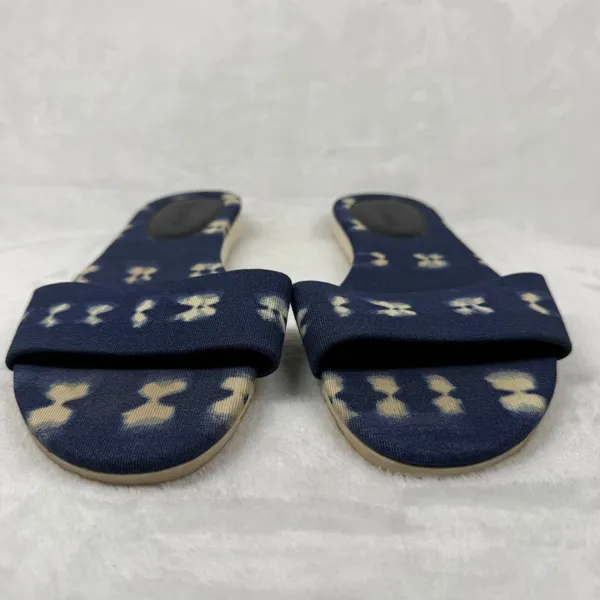 J Crew Women's Blue Tan Ikat Print Slide Sandals Slip‎ On Size 9 - Image 4