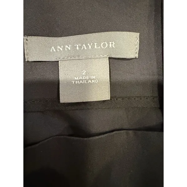 Ann Taylor Belted Pleated Skirt Women's Size 2 Black Elastic Waist Cotton - Image 4