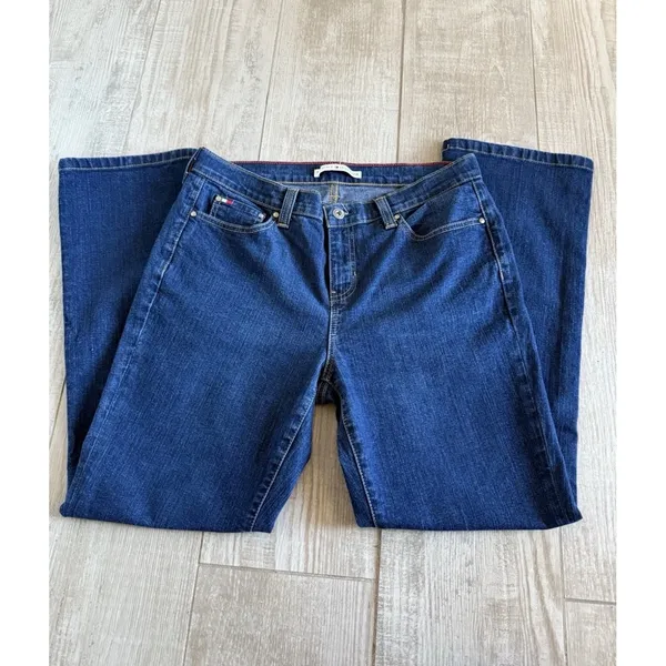 Y2k Tommy Hilfiger‎ Womens Straight Leg Jeans Dark Wash Blue Denim Sz 10 Stretch - Image 2