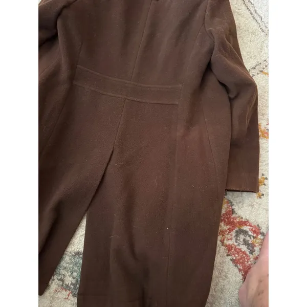 Ined Brown Wool Blend Single Breasted Coat Martingale Back Size 2 Made in Japan - Image 7