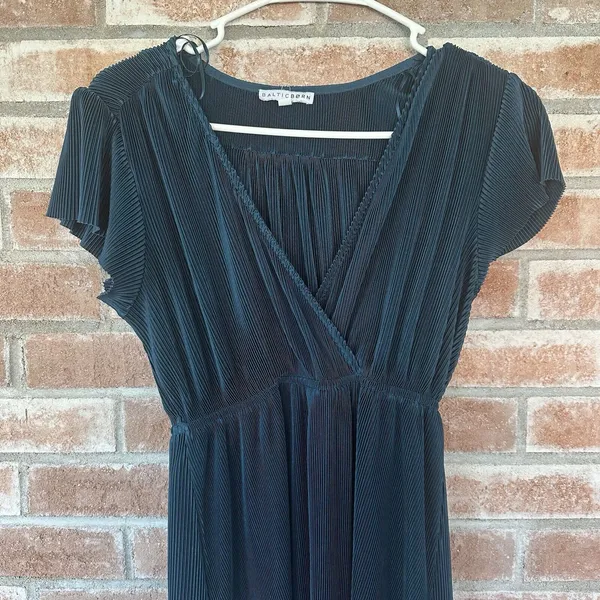 Baltic Born Athena Maxi Dress Gown Pleated Teal Blue Small - Image 3