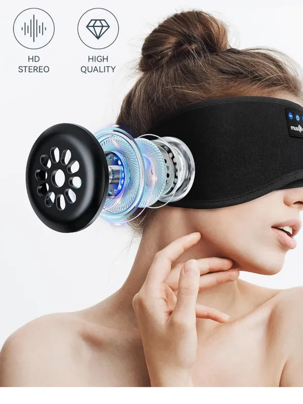 Black Sleep Mask with Built-In Headphones - Image 10