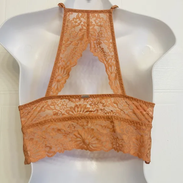 Victoria's Secret PINK Lace Bralette Women Small Orange Push Up‎ High Neck Boho - Image 4