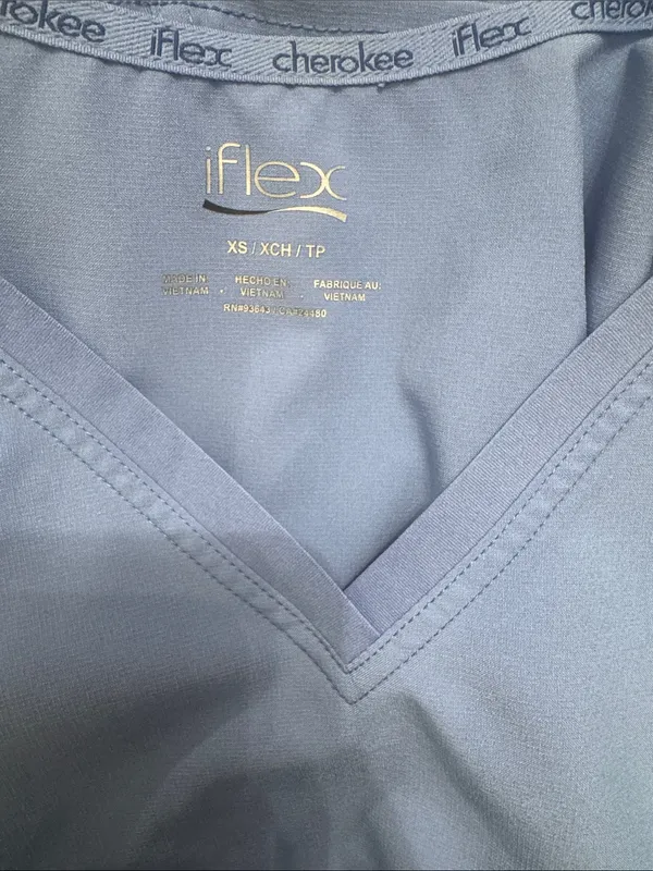 Cherokee iFlex V-Neck Medical Scrub Top in Light Blue - Image 11