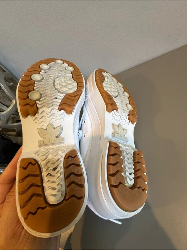 adidas White High-Top Platform Canvas Sneakers with Gum Outsole - Image 6