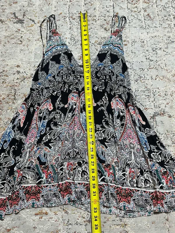 Free People Printed Mini Slip Dress Medium - Image 5