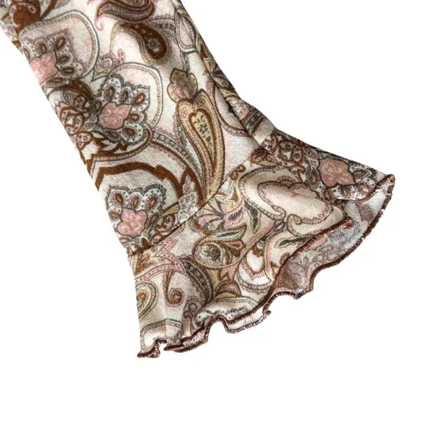 Vintage Y2K Wet Seal Paisley Milkmaid Dress Large Midi Fairycore Lettuce Flutter - Image 2