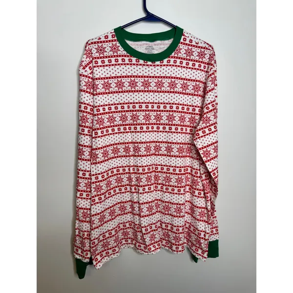 Carter's Pajama Set Adult XXL Red White Fair Isle Excellent Snowflake Holiday - Image 2