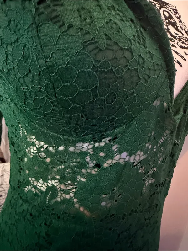 bebe Dark Green Lace Maxi Slip Dress - Image 11
