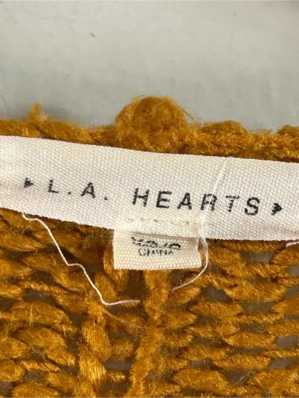 LA Hearts Oversized Boho Fuzzy Knit Cardigan Sweater in Mustard Gold - Image 4