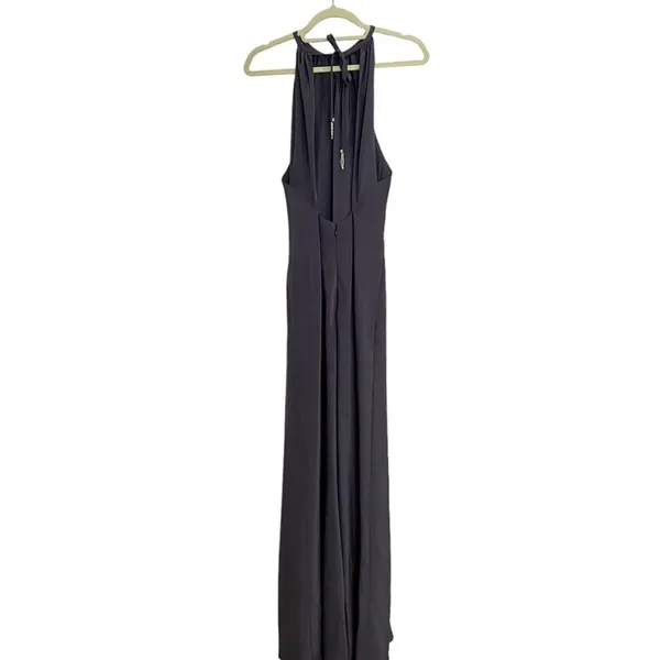 Black Shimmer High Neck Maxi Gown Open Back Formal Dress Sz S - Image 8