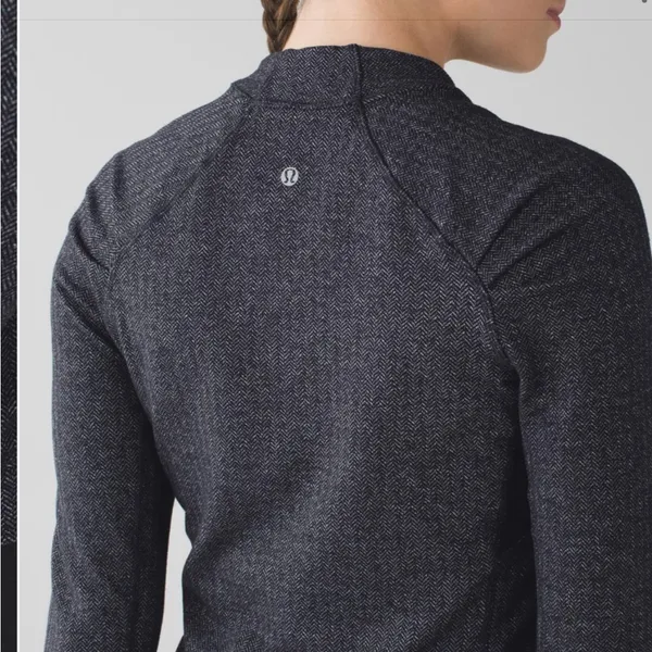 Lululemon Think Fast Long Sleeve Heathered Herringbone Heathered Black - Image 4