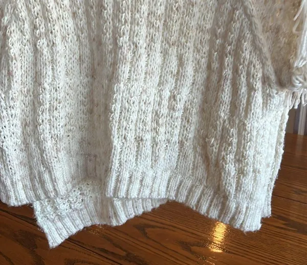 Crochet Sweater Beige Fringe One Size XS S M L - Image 4