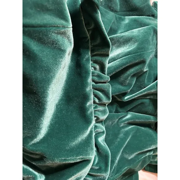 NEW Y2K Johnny Wujek Evergreen Velvet Mini Prom Dress Size M - Image 6