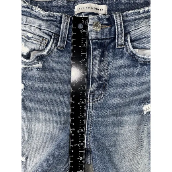 Vervet Flying Monkey Skinny Jeans 25x27‎ Blue Mid Rise Distressed Western Boho Chic - Image 4