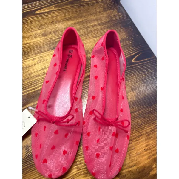 No Boundaries‎ Red Mesh Pilka Dot Flats Size 10 - Image 2