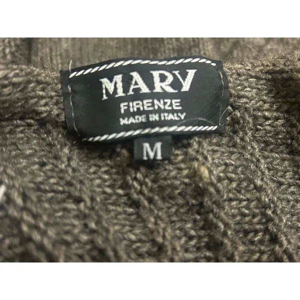 Mary Firenze Sweater Women M Pleated Cardigan Brown /gray Wool Alpaca Italy Made - Image 4
