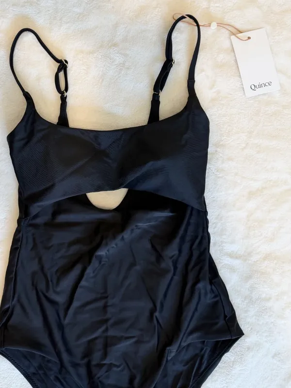 NWT Italian Cut Out One-Piece Swimsuit in Black - Size: Small - Image 3