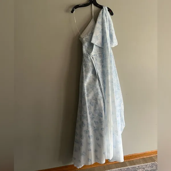 Sachin & Babi Anouk One Shoulder Gown Blue Degrade Floral Size 6 NWT - Image 3