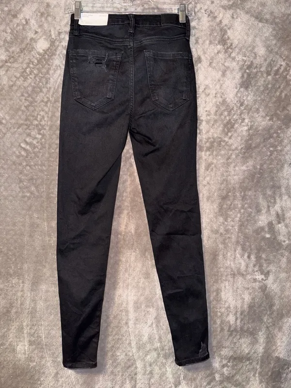 American Eagle Super Hi-Rise X4 Jegging Size 0 Black Ripped Jeans - Image 15