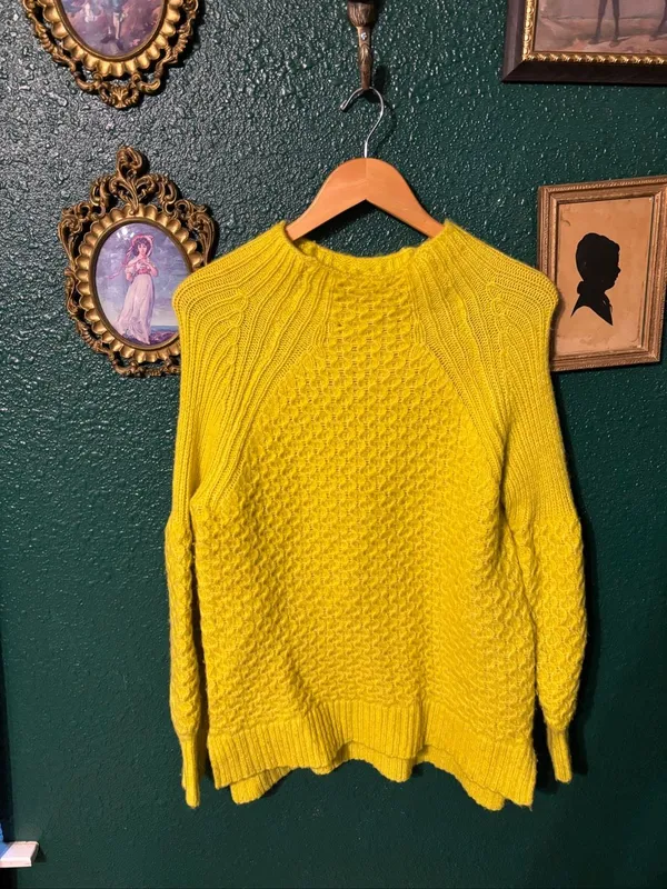 Anthropologie Bia Alpaca Blend Mockneck Sweater Size Small Yellow - Image 2