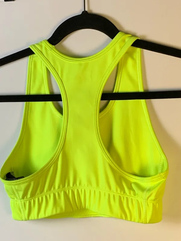 The North Face Womens Sports Bra S Neon Yellow Racerback Logo Athletic Gym - Image 6