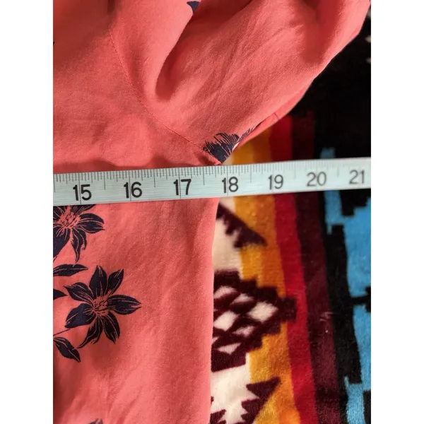 Gap Orange/Black/White Floral Blouse 3/4 Sleeve Size S Pleated‎ Button Up - Image 7
