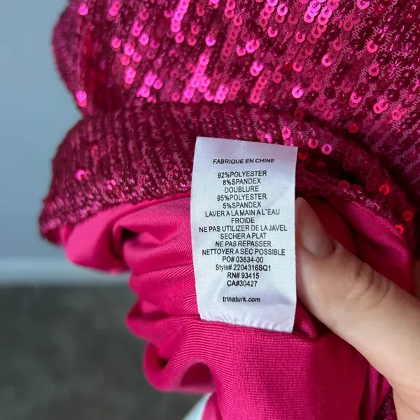 Trina Turk Designer Party Mini Dress Hot Pink Sequin Sexy Date Night Size 8 - Image 7