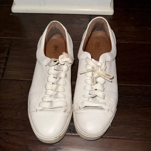Frye White Leather Low-Top Sneakers - Image 2