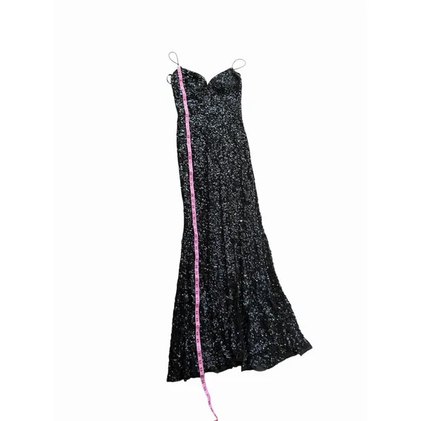 $498 Sherri Hill Black Sequin Mermaid Formal Gown Dress 4 Sweetheart Prom Hoco - Image 5