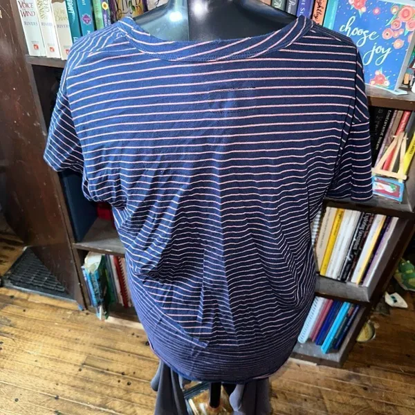 Current Elliott navy & pink striped 1/S knit boat neck tee - Image 2